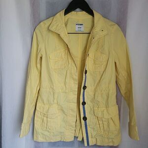Old Navy Womens Shacket XS Yellow Cargo Safari Canvas Cinch Waist Lightweight